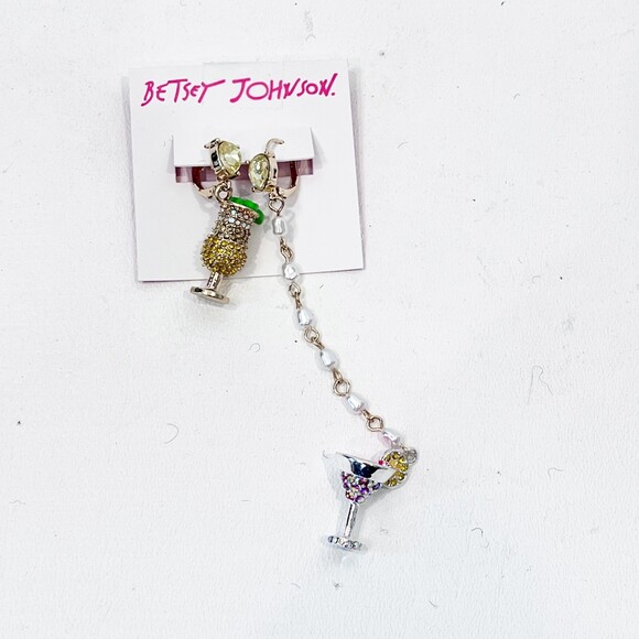 Betsey Johnson Tropical Cocktail Drinks Earrings Mismatch NEW Dangle - Picture 1 of 5